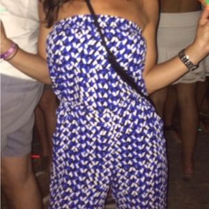 Aqua Blue, Black, and White Jumpsuit-XS